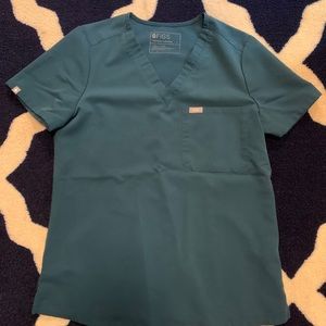 Figs Catarina One Pocket Scrub Top Caribbean Blue